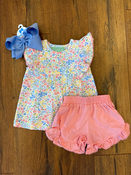 Floral Ruffle Short Set