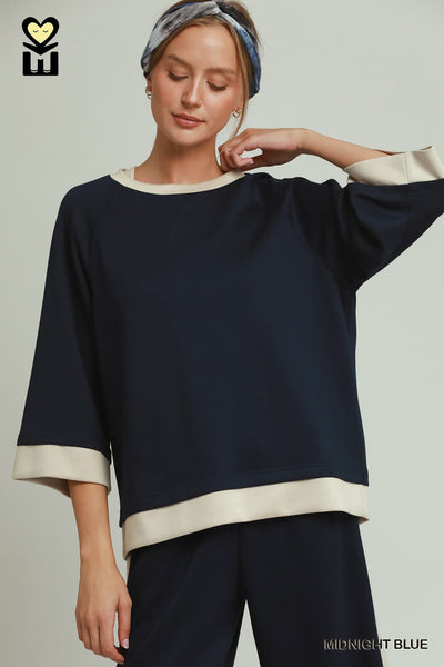 Black Color Block Top