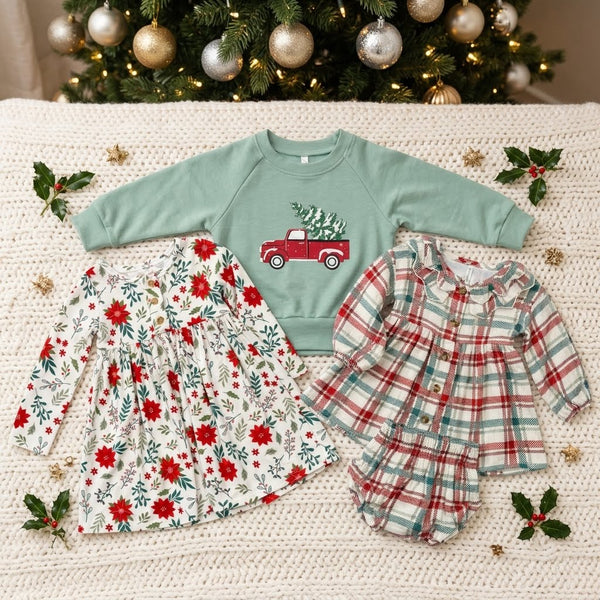 Poinsettia Henley Dress