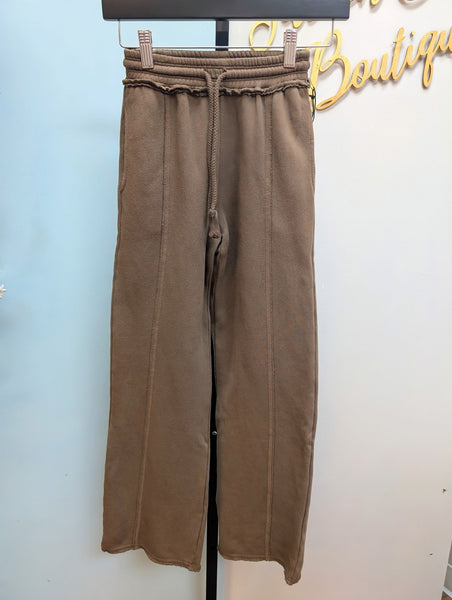 Fleece Wide Leg Pant in Chocolate