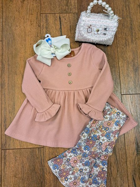 Floral Bell Bottom Set - Rose