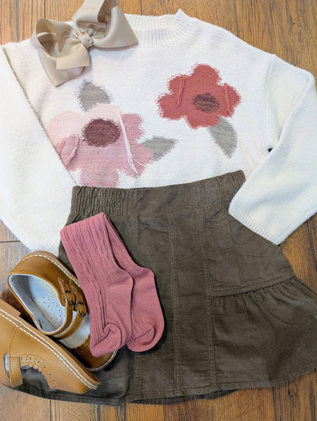 Corduroy Mini Skirt in Chocolate