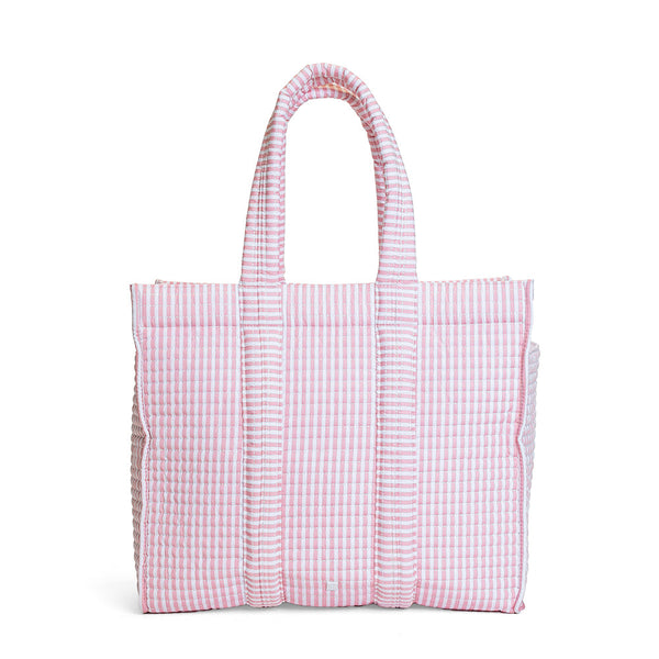 QUILTED GO GO TOTE-PIMLICO STRIPE DUSTY ROSE