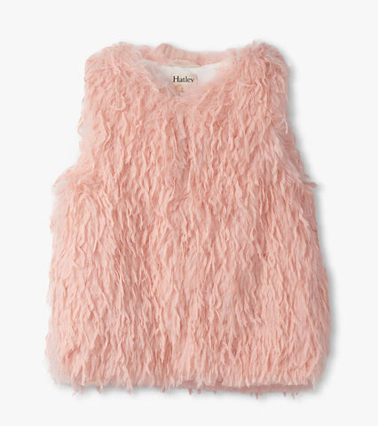 Pink Feather Faux Fur Vest