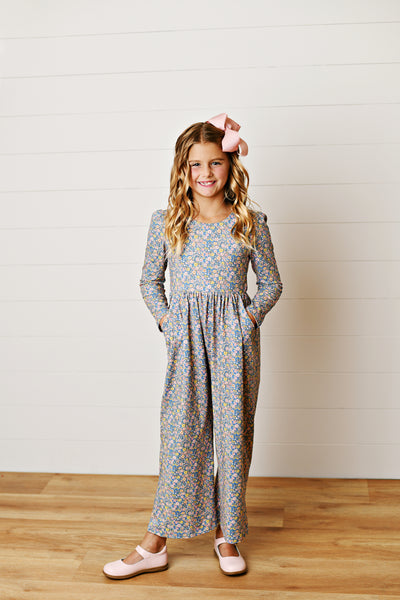 Blue Floral Pocket Jumper