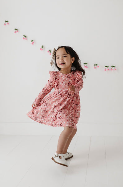 Ruffe Dress in Cherry Hearts