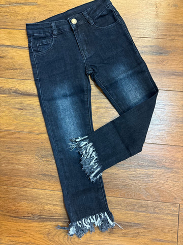 Shaggy Hem Skinny Jeans