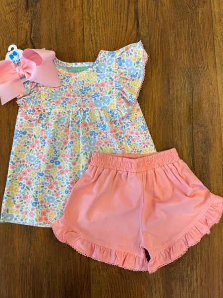 Floral Ruffle Short Set