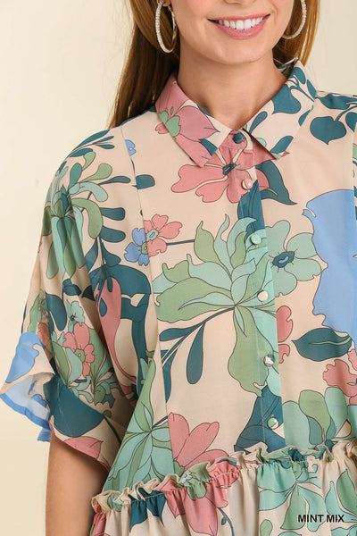 Mint Floral Blouse