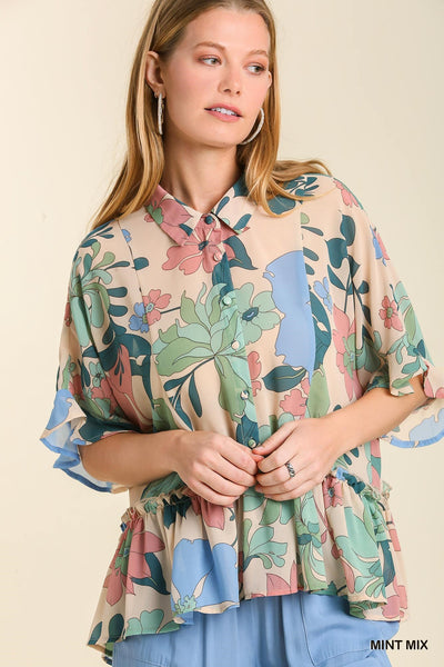 Mint Floral Blouse