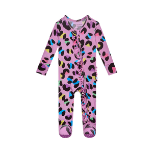 Electric Leopard Ruffle Footie