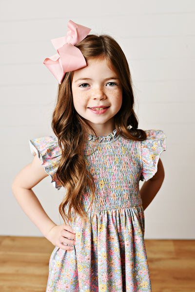 Floral Smocked Flutter Dress
