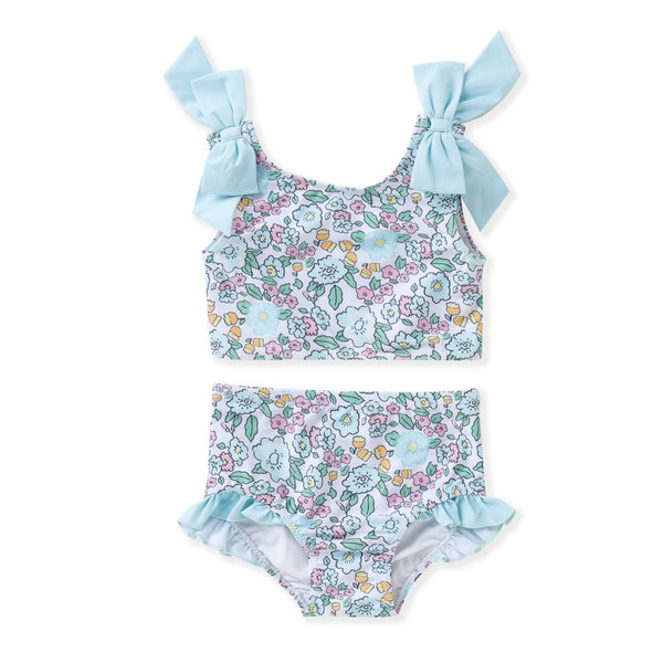 Aqua Floral Two Piece Swimsuit