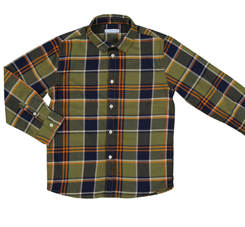 Army Green/Navy Plaid Button Up