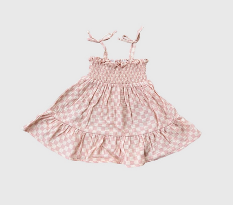 Pink Lemonade Checkered Tiered Dress