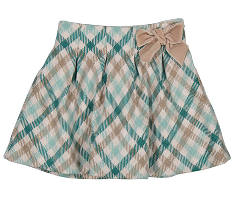 Plaid Skirt with Bow