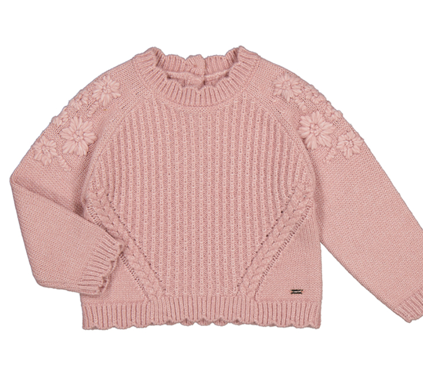 Mauve Sweater with Croueted Flowers