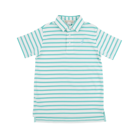 Prim & Proper Polo - Teal Stripe