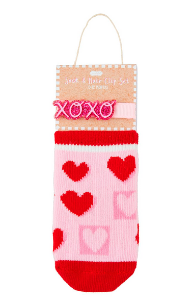 Valentine Socks and Hair Clip Set