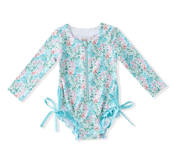 Aqua Floral Rash Guard