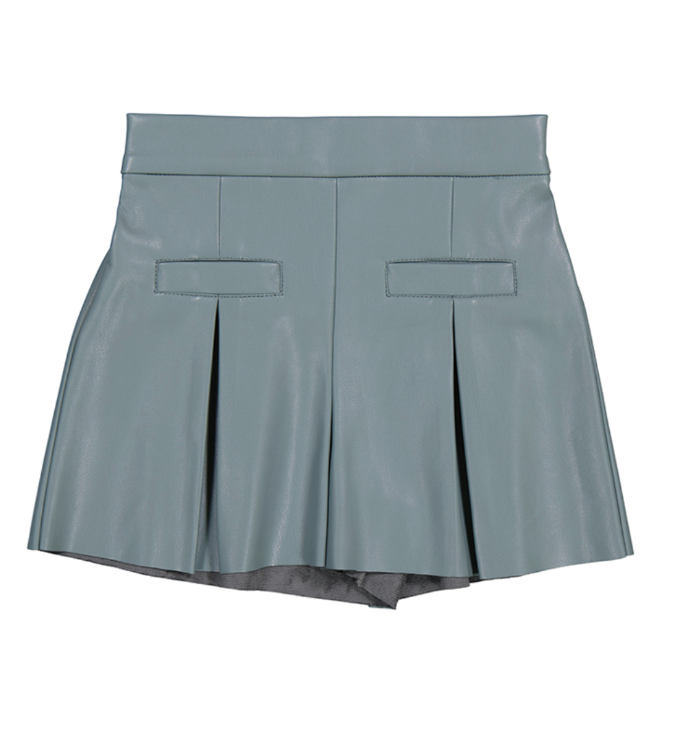 Faux Leather Shorts - Sage
