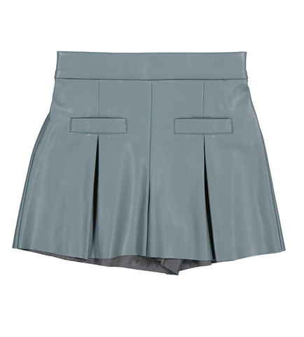 Faux Leather Shorts - Sage