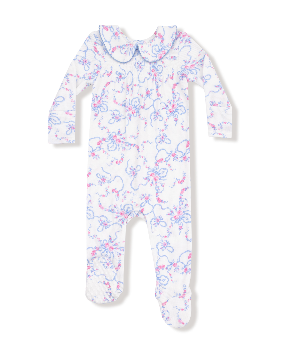Ribbon Floral Fling Smocked Footie