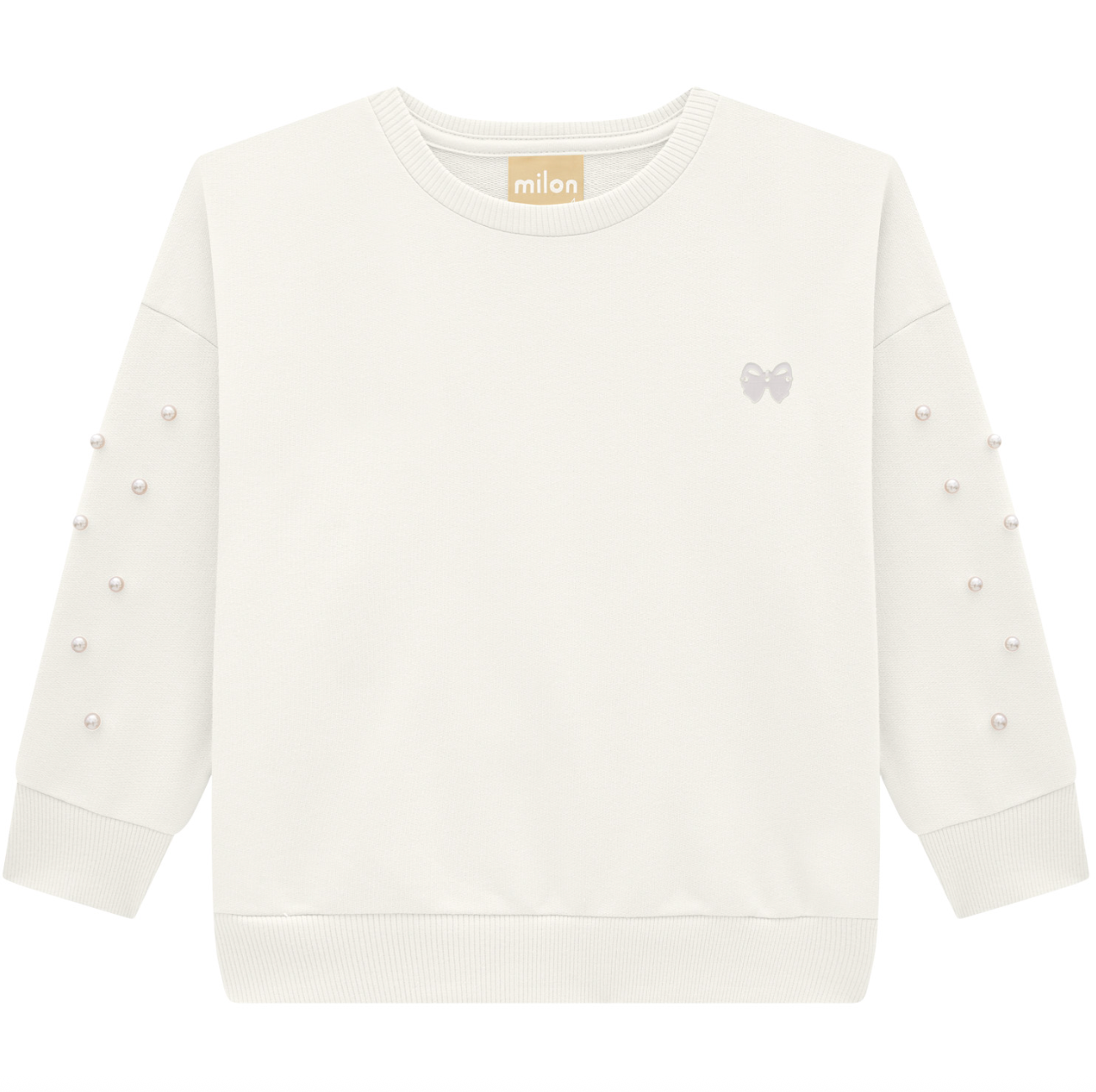 Cream Sweatshirt with Pearls
