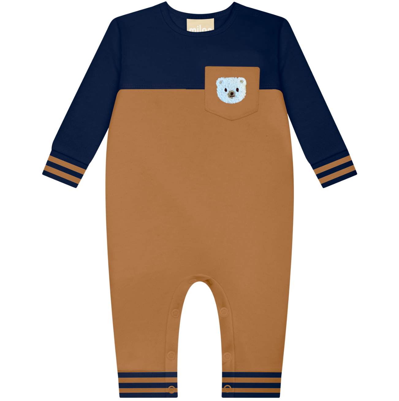 Bear Romper Camel/Navy
