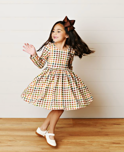 Fall Gingham Twirl Dress