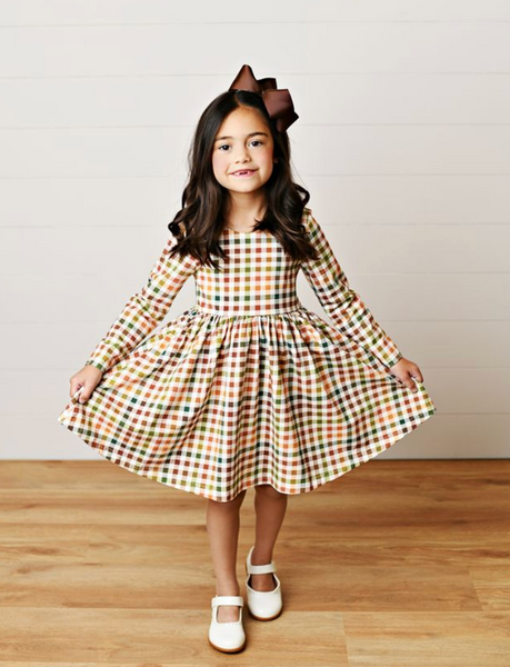 Fall Gingham Twirl Dress