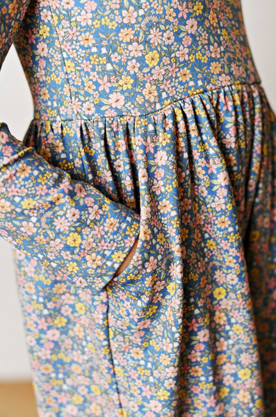 Blue Floral Pocket Jumper