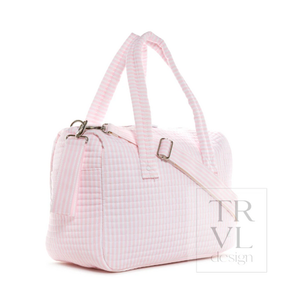 Quilted Stroller Bag-Pink Stripe