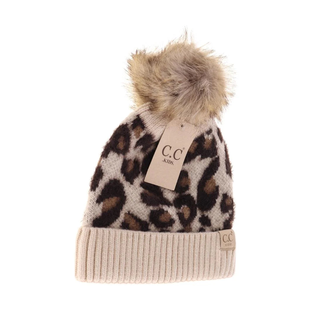 Leopard Pom Beanie - Kids