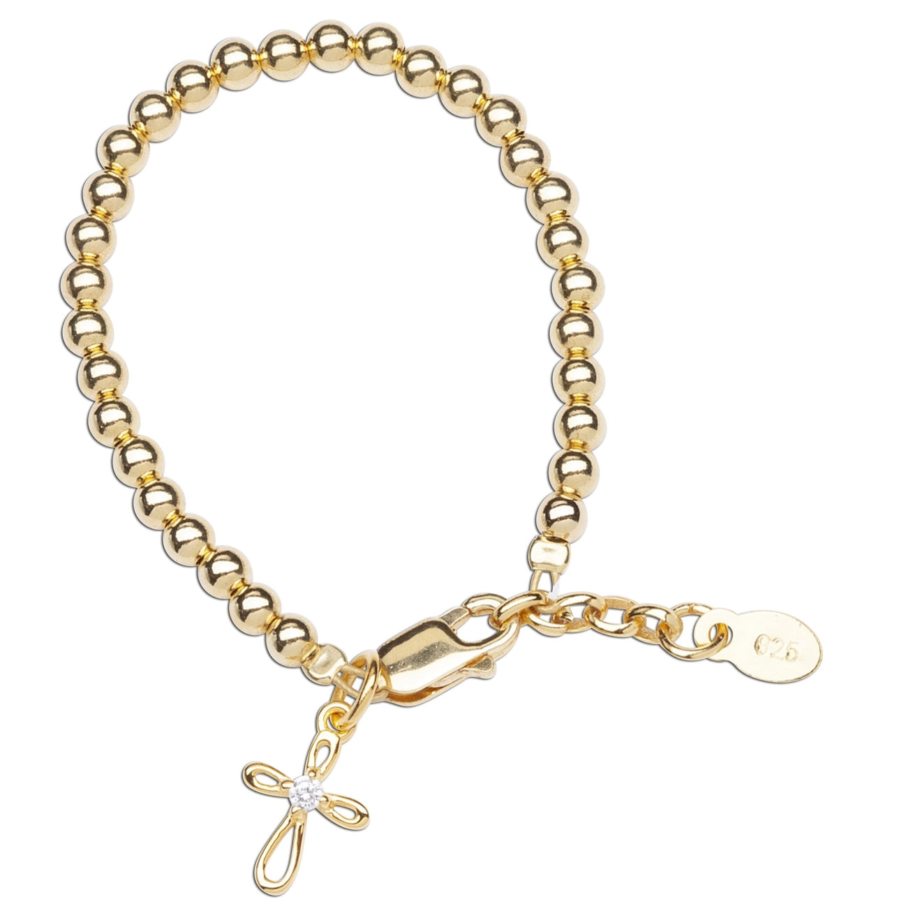 Gold Bead & Cross Bracelet