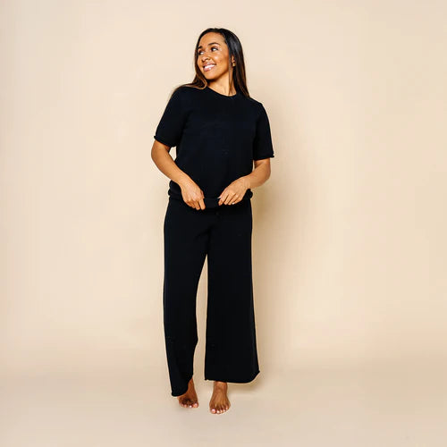 Knit Black Wide Leg Pants