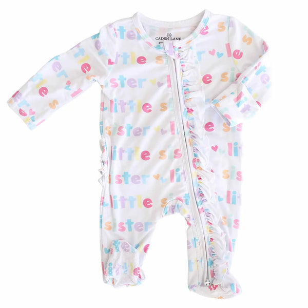 Little Sister Ruffle Zipper Footie