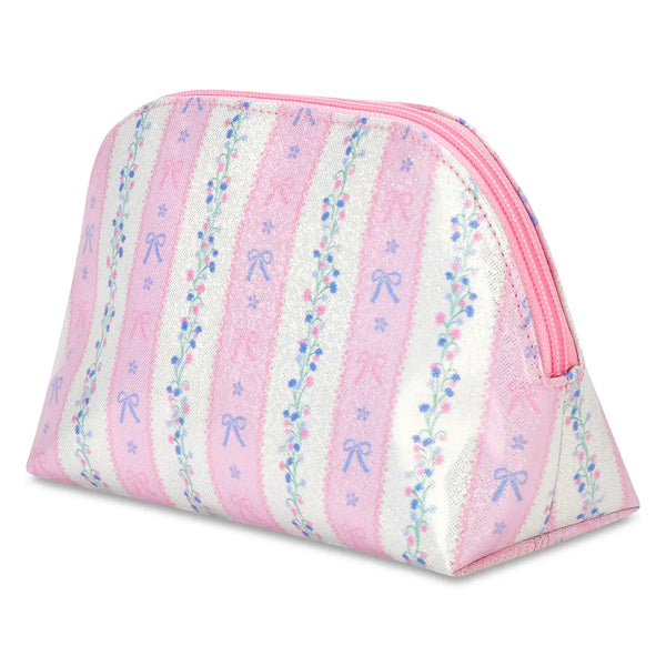 Floral Stripes Cosmetic Bag