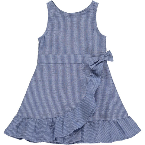 Lila Dress in Blue Seersucker