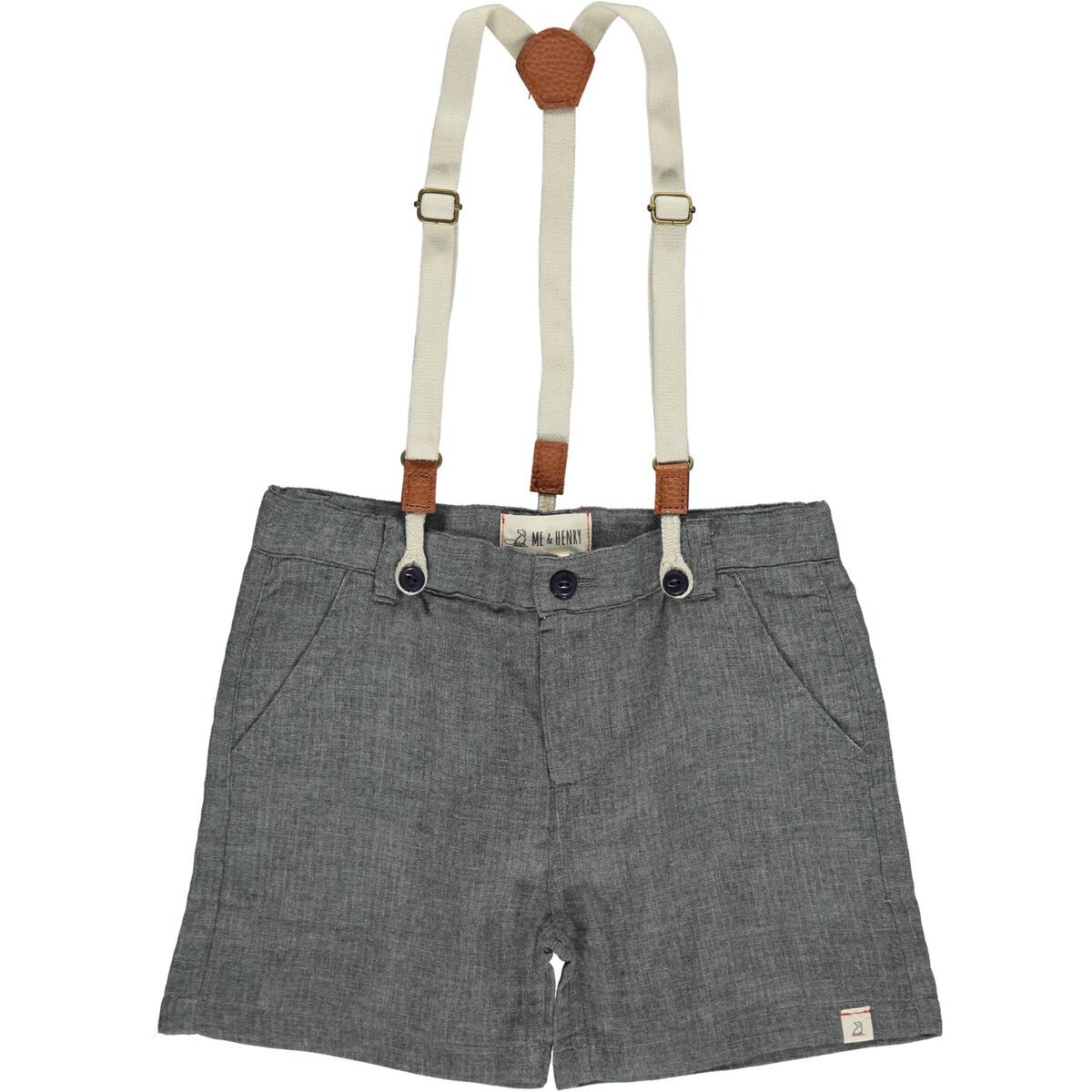 Captain Shorts with Suspenders in Charcoal