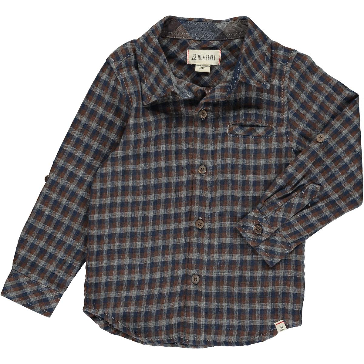 Atwood Woven Shirt in Brown/Grey
