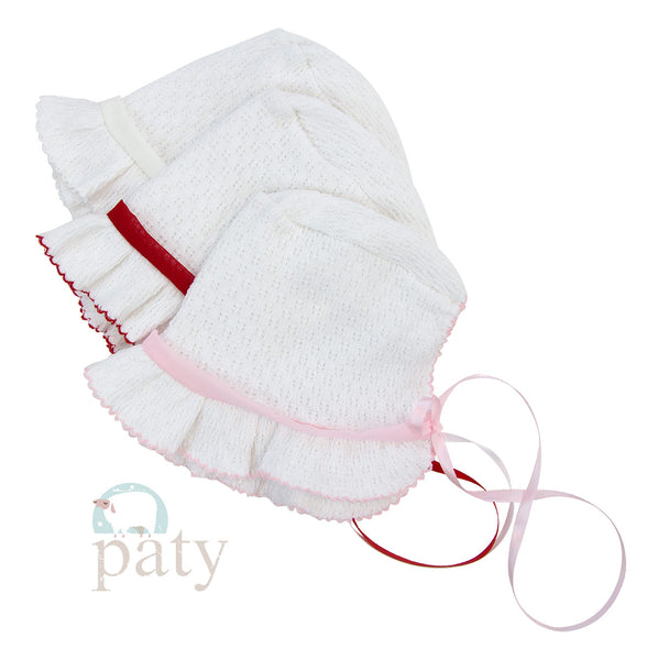 White Bonnet - Pink Chiffon