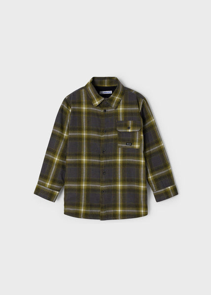 Plaid Overshirt in Charcoal/Mustard