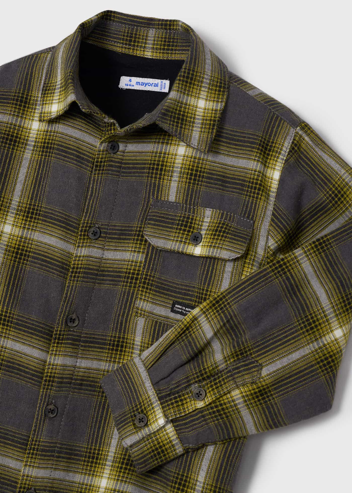 Plaid Overshirt in Charcoal/Mustard