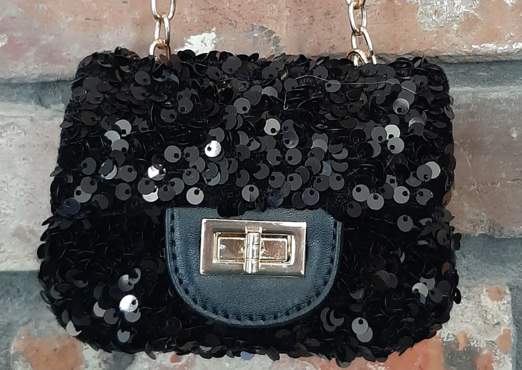 Black sequin handbag hotsell