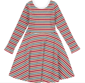 Abbey Dress Multi-Red Stripes
