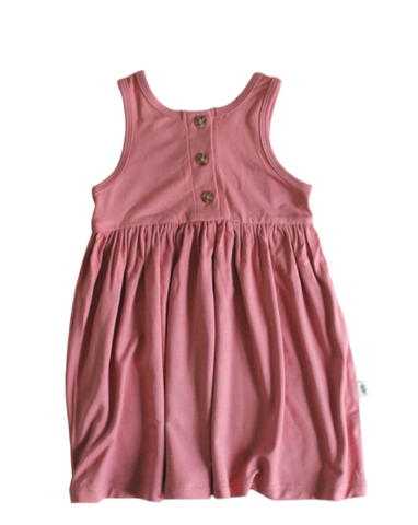 Henley Tank Dress in Dusty Rose