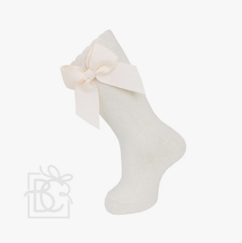 Natural Knee Socks with Bow