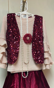 Lace and Pearl Necklaces in Burgundy