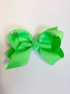Lime Green King Grosgrain Bow with clip